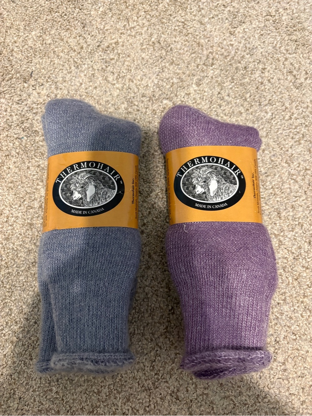 Thermohair Unisex Mohair Socks Made in Canada Blue & Purple NEW